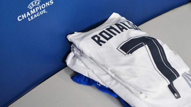 MILAN, ITALY - MAY 28: The shirt of Cristiano Ronaldo of Real Madrid is seen in the dressing room prior the UEFA Champions League Final match between Real Madrid and Club Atletico de Madrid at Stadio Giuseppe Meazza on May 28, 2016 in Milan, Italy. (Photo by Stuart Franklin - UEFA/UEFA via Getty Images)