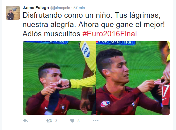 Un jefazo de Twitter en España se mofa de las “lágrimas” del “musculitos” Cristiano tras su lesión