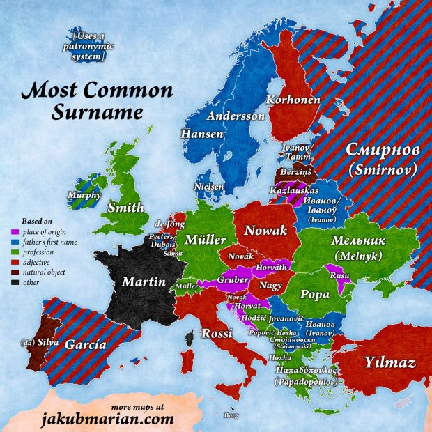 Los apellidos más comunes en Europa (Jakub Marian)