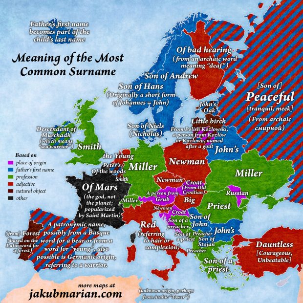Significado de los apellidos más comunes en cada país (Jakub Marian)