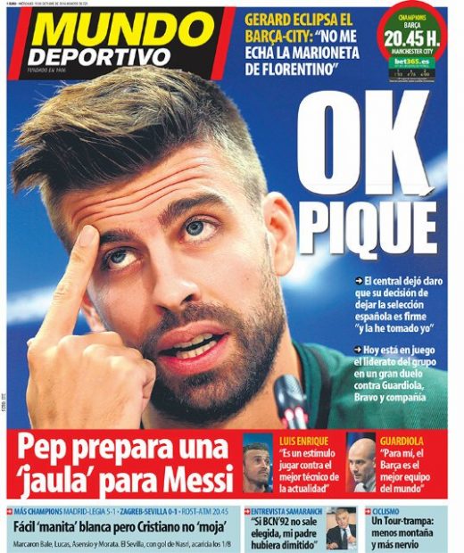La portada de Mundo Deportivo del miércoles 19 de octubre. 