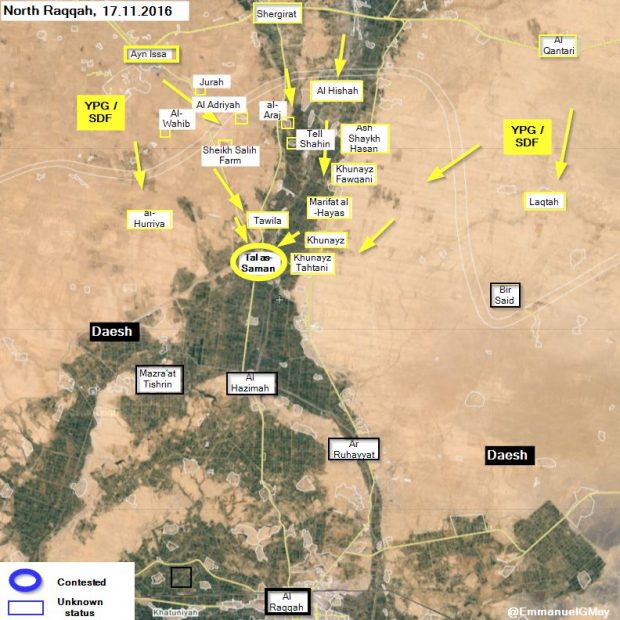 Así avanza la coalición internacional contra el ISIS en las afueras de Raqqa.