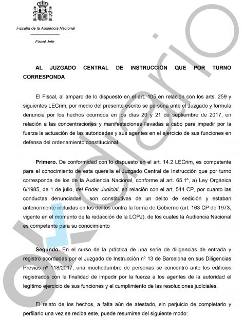 La Fiscalía acusa a los líderes de la ANC y Òmniun de sedición