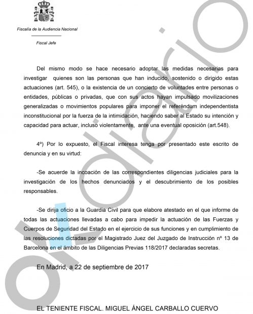 La Fiscalía acusa a los líderes de la ANC y Òmniun de sedición