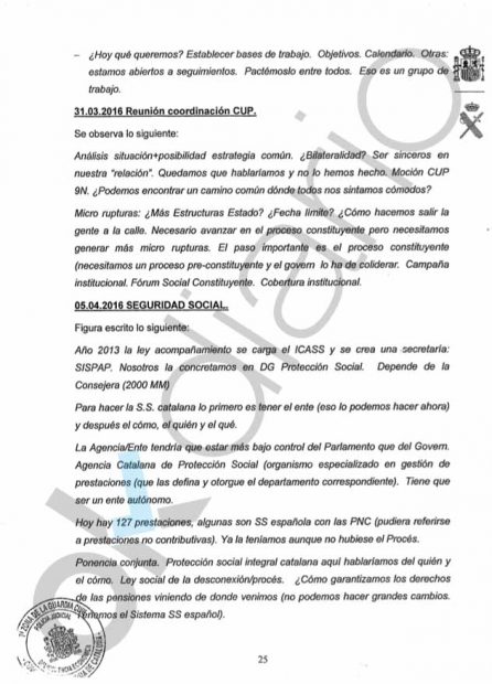 La agenda del nº 2 de Junqueras revela que los golpistas saben que Cataluña no podría pagar las pensiones