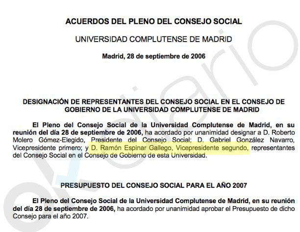 La Complutense dio una beca de 480 € al mes a Espinar siendo su padre black un jefe de la Universidad