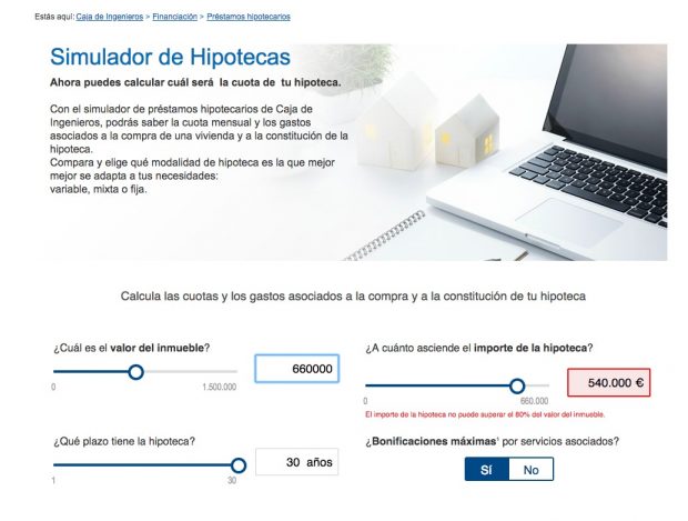 El simulador de Caja de Ingenieros cuando metes el crédito de Iglesias: “No puede ser concedido”