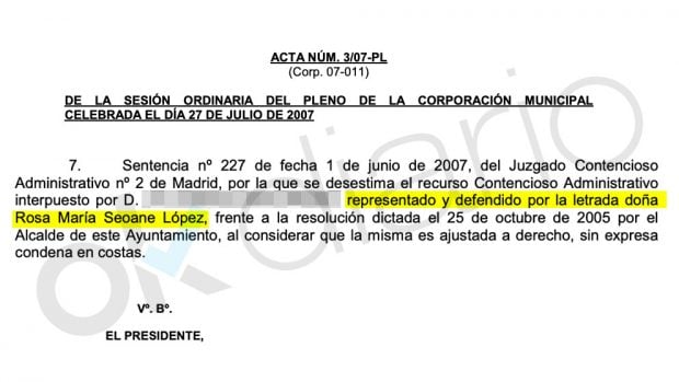 La abogada del Estado Rosa María Seoane asumió la defensa de su marido vulnerando la Ley de Incompatibilidades